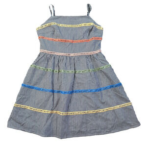 Andree By Unit Mini Dress Size Small Striped Fit & Flare Colorful Stitch Summer